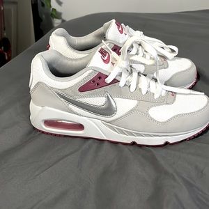 Nike air max hot pink, white, and silver. hot pink bottoms.